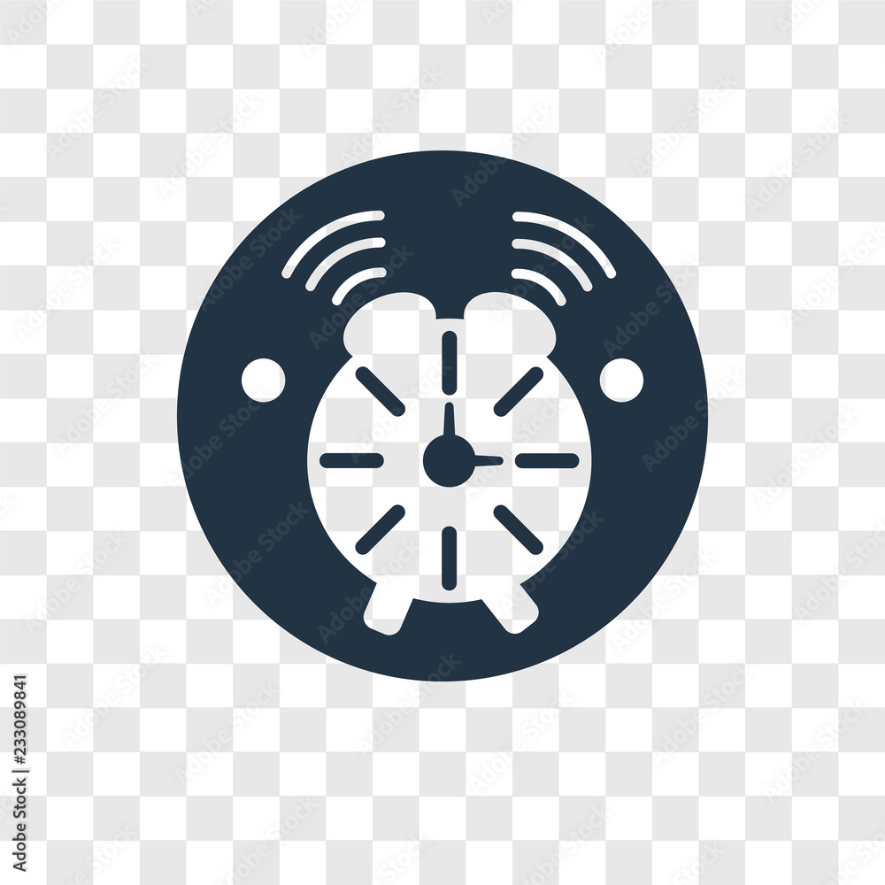 Poster alarm vector icon isolated on transparent background, alarm transparency logo design