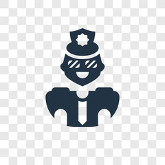 Policeman vector icon isolated on transparent background, Policeman transparency logo design