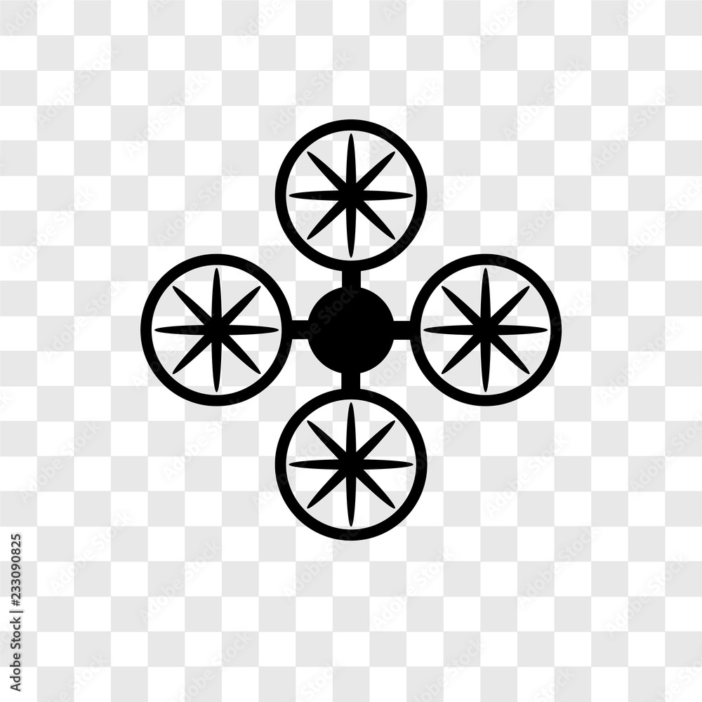 Poster drone vector icon isolated on transparent background, drone transparency logo design