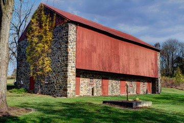 Restored wood and stone barn