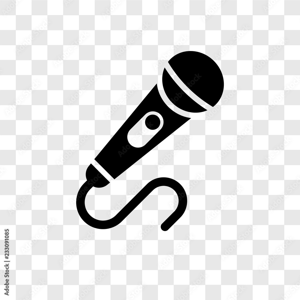 Poster microphone vector icon isolated on transparent background, microphone transparency logo design