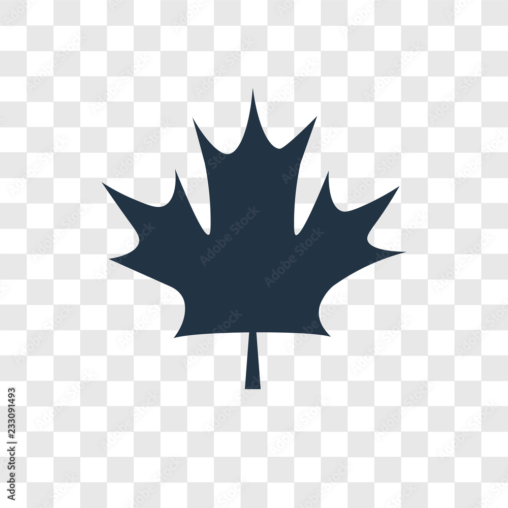 Poster maple leaf vector icon isolated on transparent background, maple leaf transparency logo design