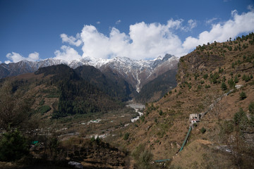 The Himalayas Snow capped mountains in Manali, Rohtang Pass in Northern India 