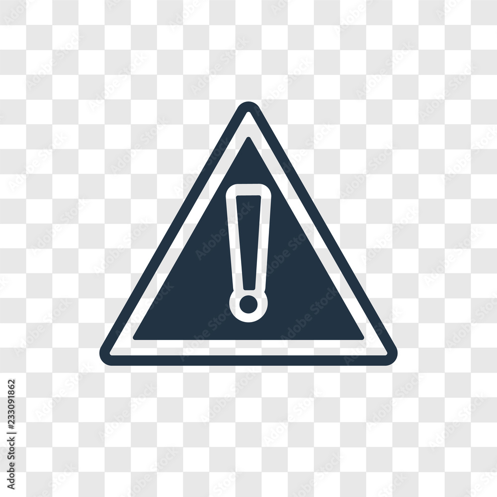 Poster warning vector icon isolated on transparent background, warning transparency logo design