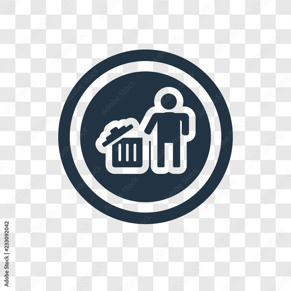 Poster trash vector icon isolated on transparent background, trash transparency logo design
