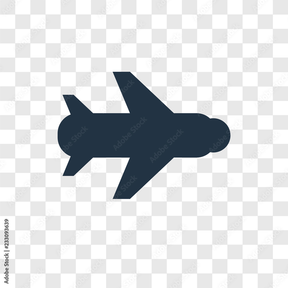 Poster plane vector icon isolated on transparent background, plane transparency logo design