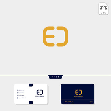 Gold initial ED, DE, E or D creative logo template and business card design template include. vector illustration and logo inspiration