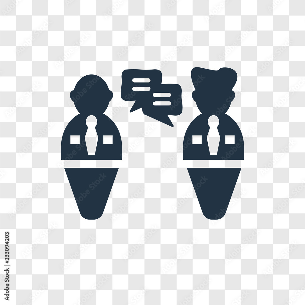 Poster conversation vector icon isolated on transparent background, conversation transparency logo design