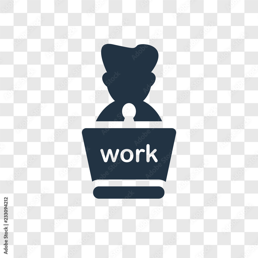 Poster working vector icon isolated on transparent background, working transparency logo design