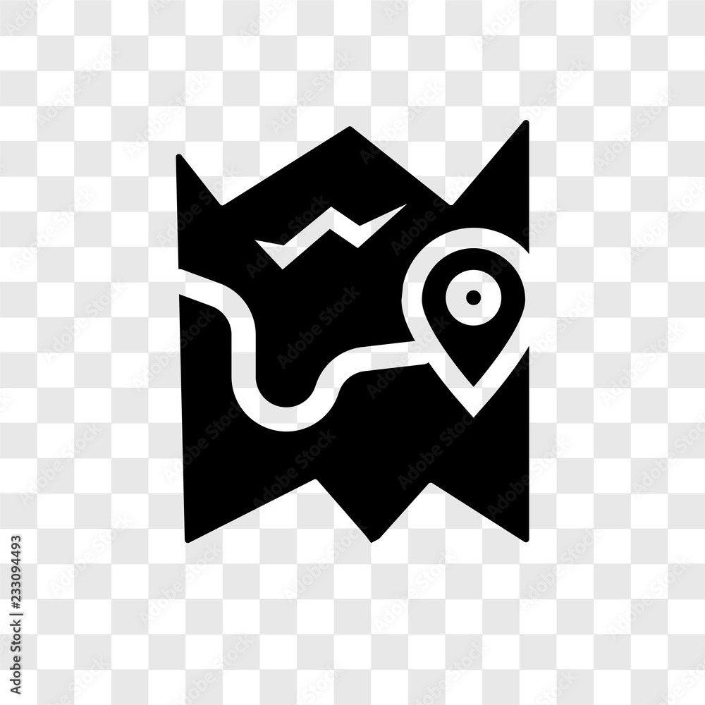 Poster map vector icon isolated on transparent background, map transparency logo design