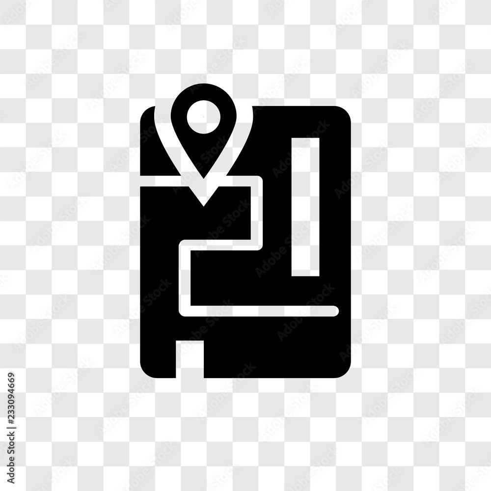 Poster map vector icon isolated on transparent background, map transparency logo design