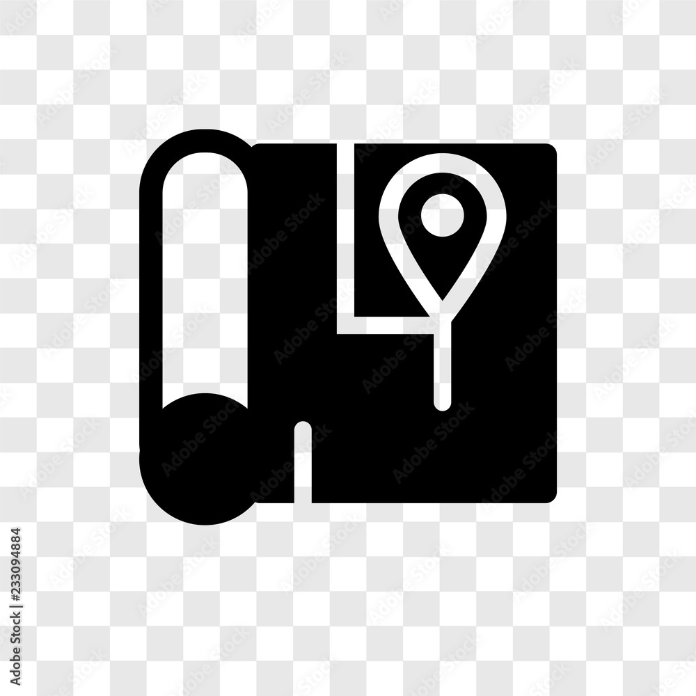 Poster map vector icon isolated on transparent background, map transparency logo design
