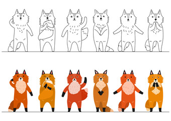 cute foxes border with copy space