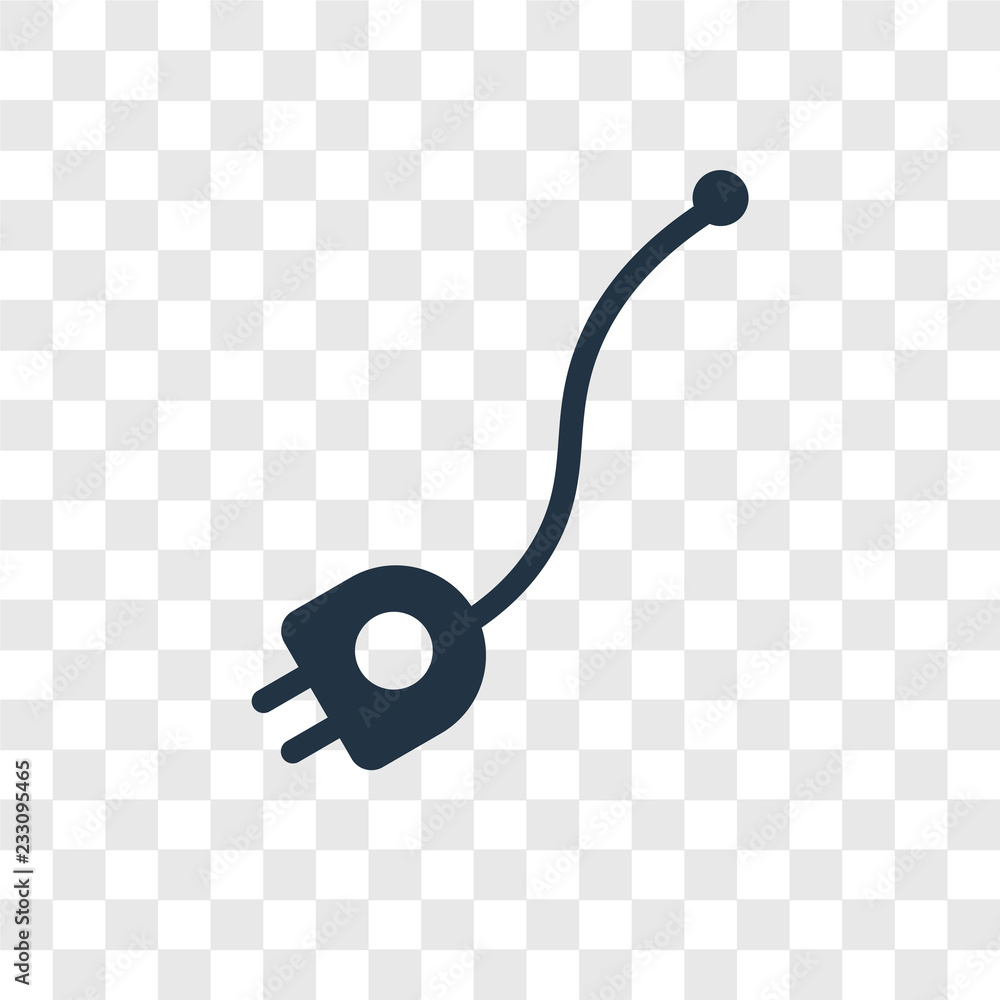 Poster plug vector icon isolated on transparent background, plug transparency logo design