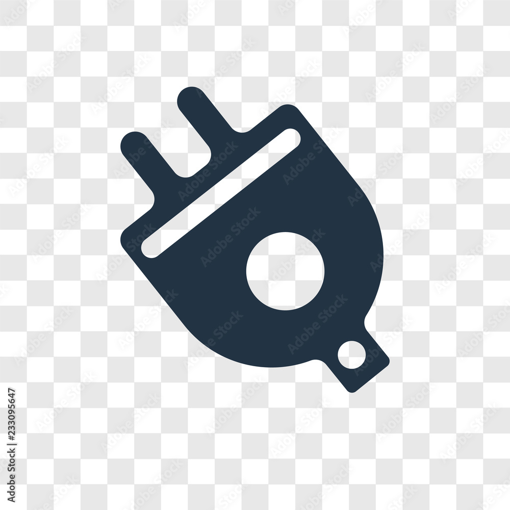 Poster plug vector icon isolated on transparent background, plug transparency logo design