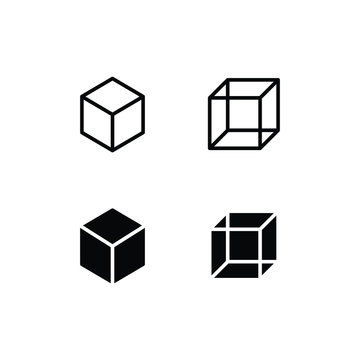 Cube Icon Logo Vector Symbol. Square Icon