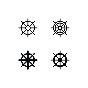 Ship Wheel Icon Logo Vector Symbol. Helm Icon