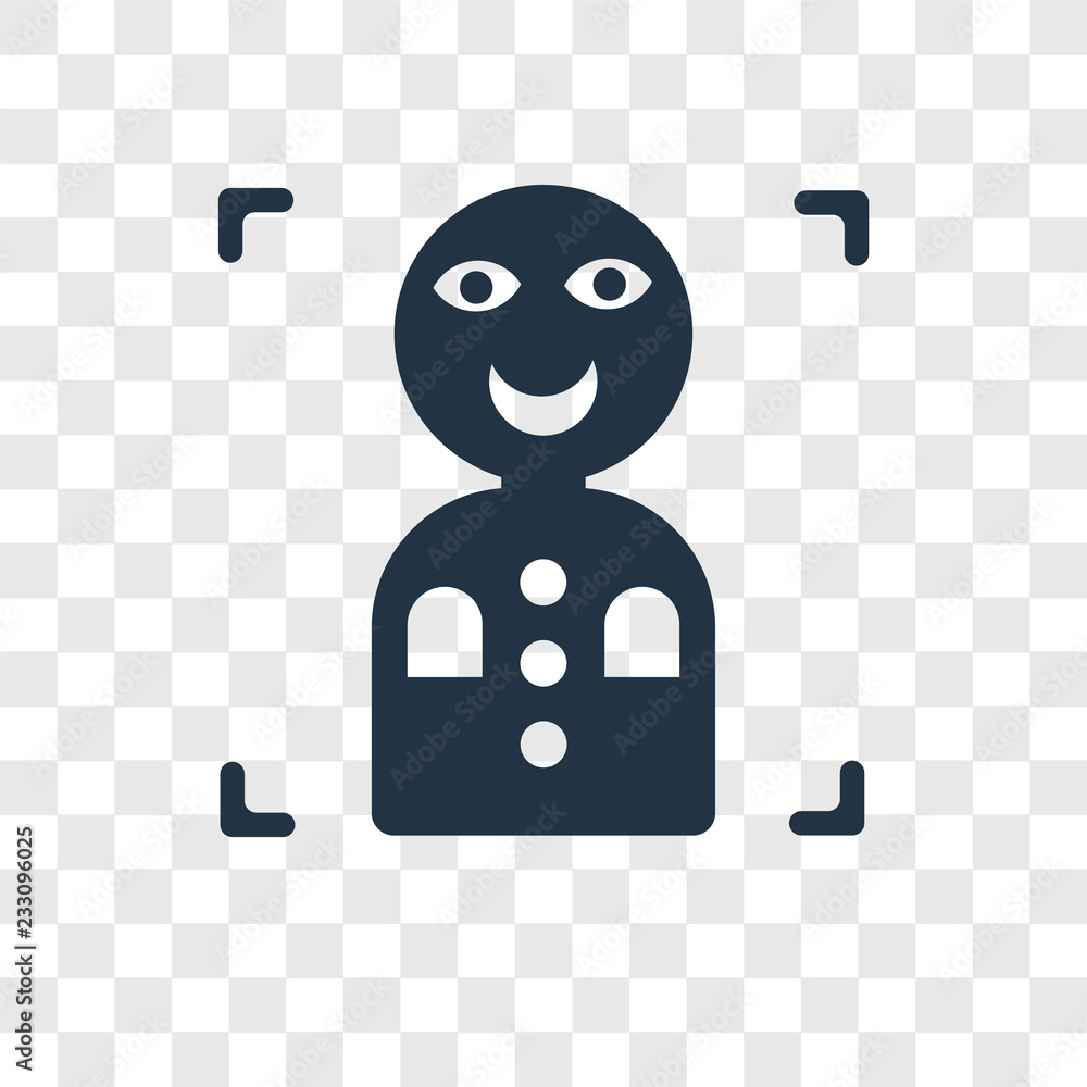 Poster facial recognition vector icon isolated on transparent background, facial recognition transparency l