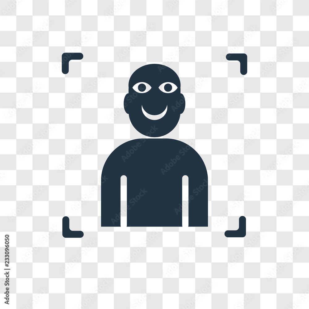 Poster facial recognition vector icon isolated on transparent background, facial recognition transparency l