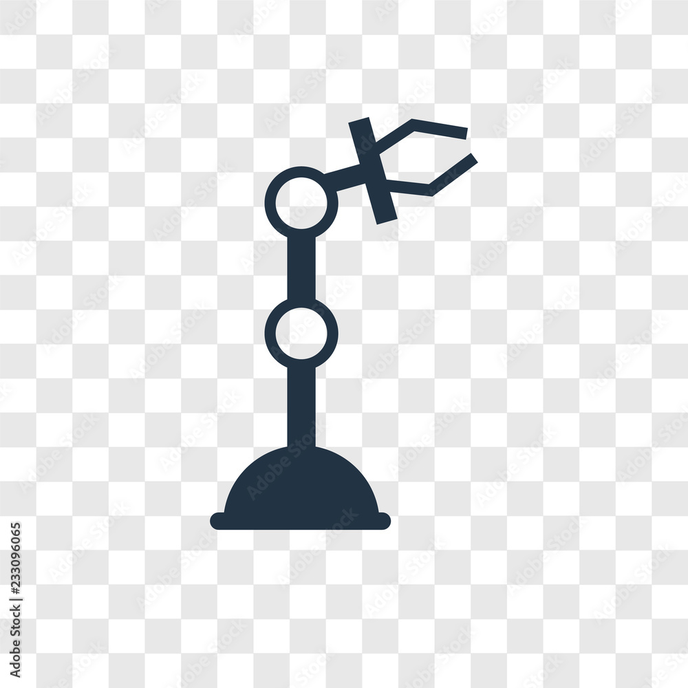 Poster robotic arm vector icon isolated on transparent background, robotic arm transparency logo design