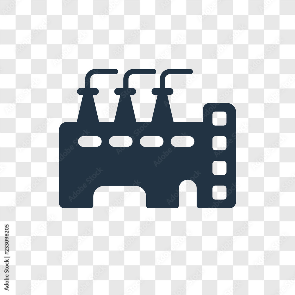Poster factory vector icon isolated on transparent background, factory transparency logo design