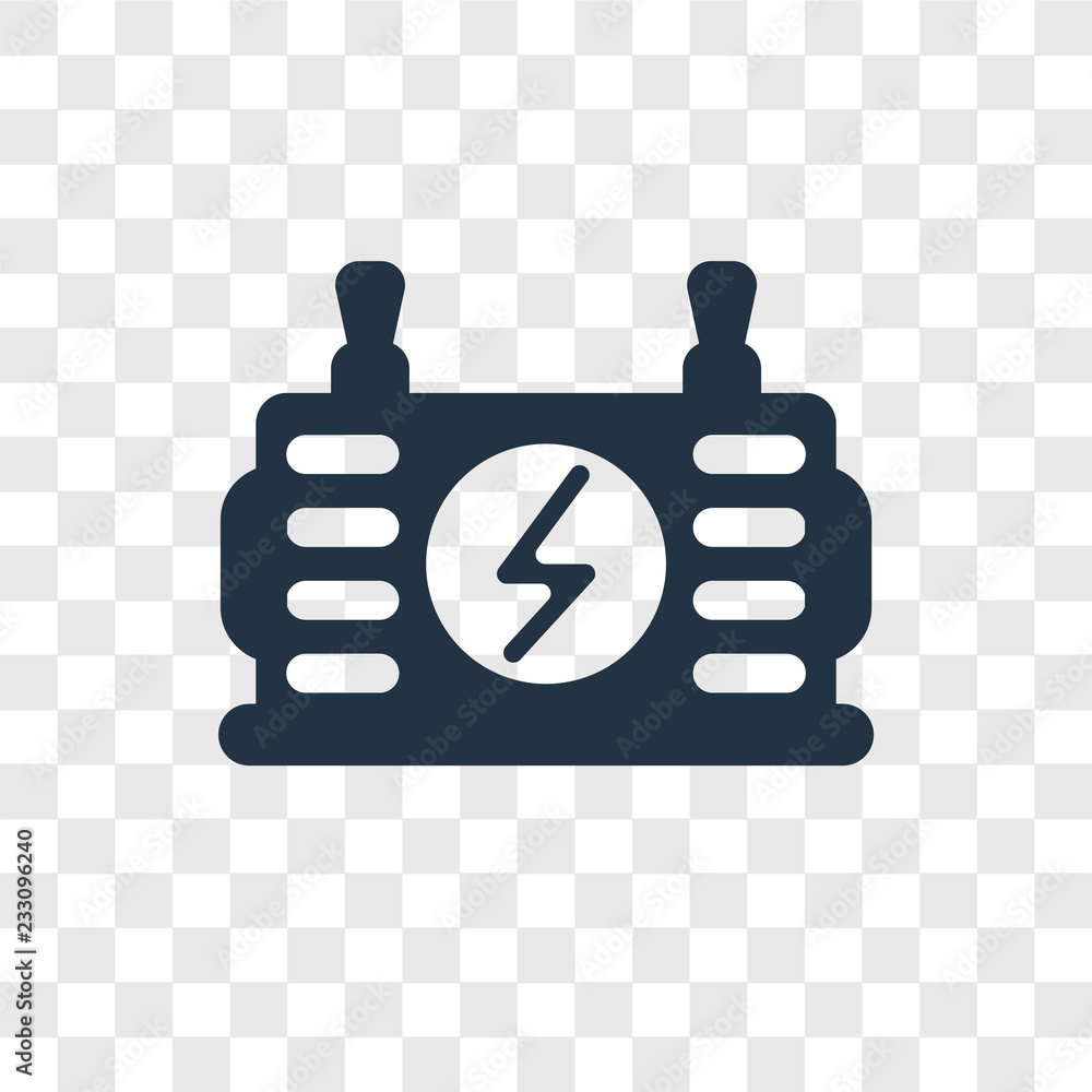 Poster battery vector icon isolated on transparent background, battery transparency logo design