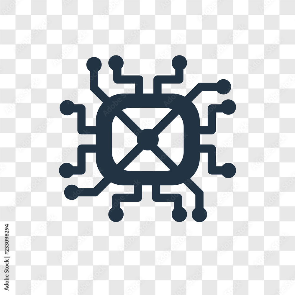 Poster cpu vector icon isolated on transparent background, cpu transparency logo design