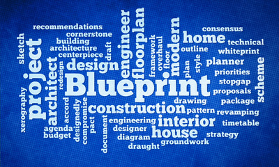 typography cloud blue blueprint grunge grid background abstract - 233096494