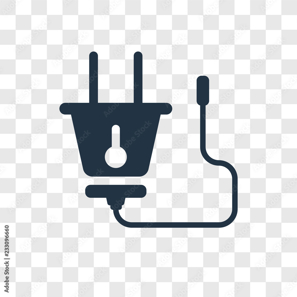 Poster plug vector icon isolated on transparent background, plug transparency logo design