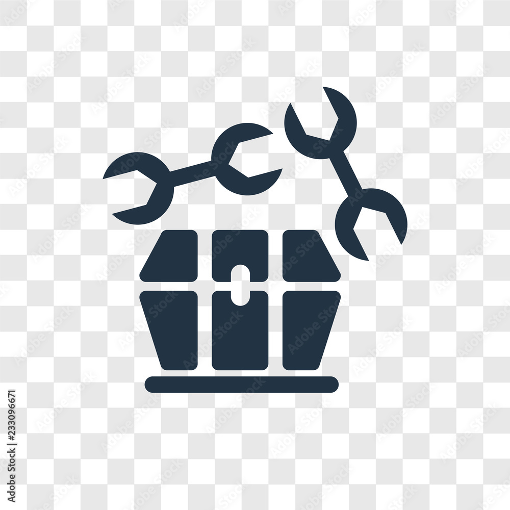 Poster tool box vector icon isolated on transparent background, tool box transparency logo design