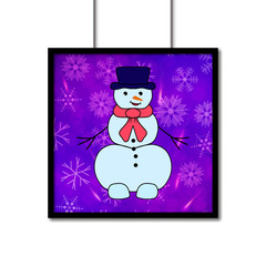 New year poster with snowflakes and snowmen