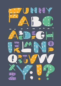Colored English alphabet with capital letters