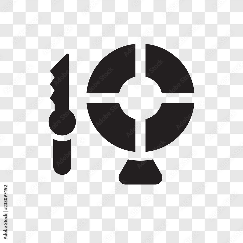 Poster knife throwing vector icon isolated on transparent background, knife throwing transparency logo desi