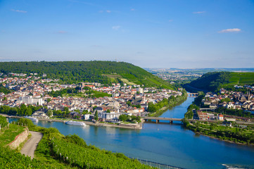 Fototapeta na wymiar Bingen am Rhein and Rhine river, Rheinland-Pfalz, Germany