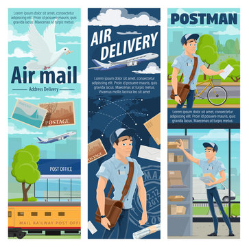 Post air mail delivery service, mailman profession