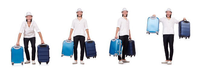 Obraz premium Travel vacation concept with luggage on white