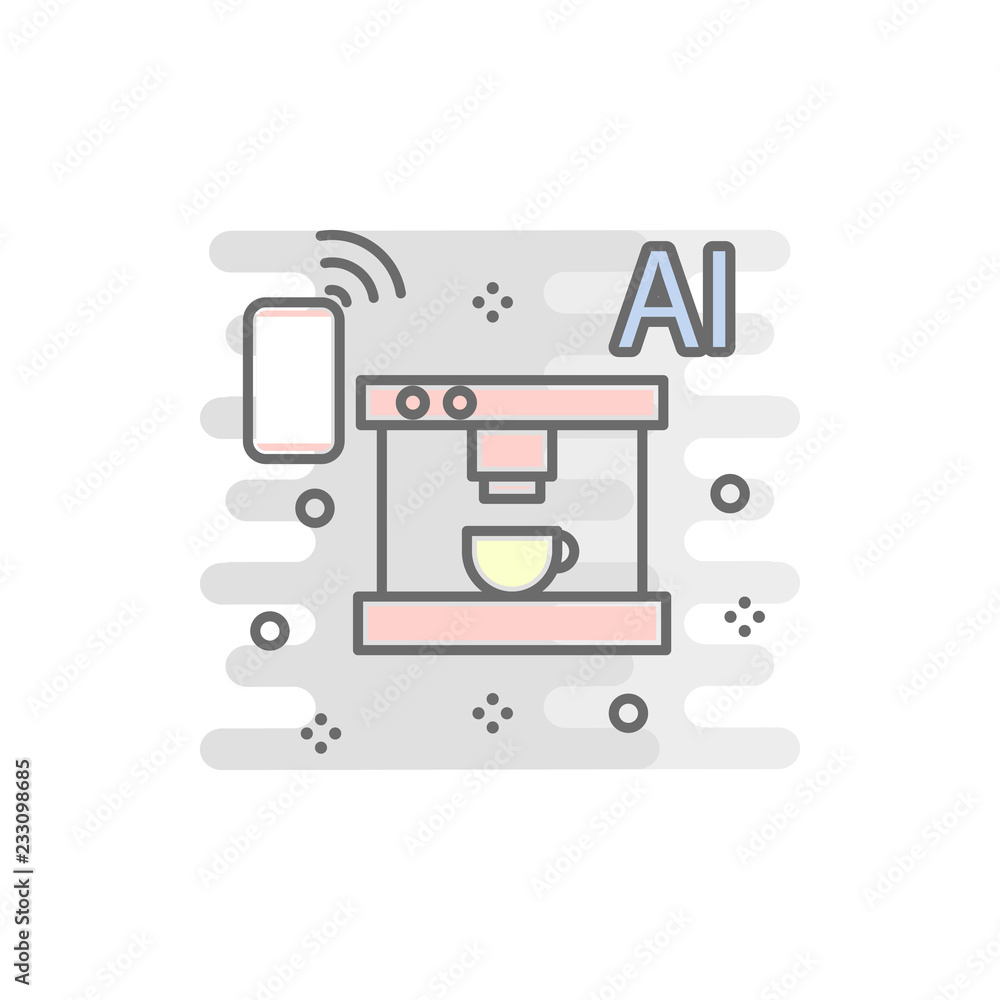Poster smart coffee maker colored icon. element of colored smart technology icon for mobile concept and web