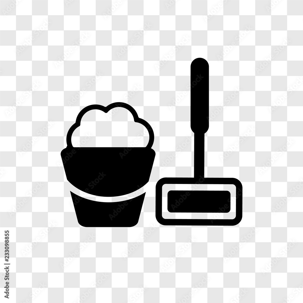 Poster Floor mop vector icon isolated on transparent background, Floor mop transparency logo design