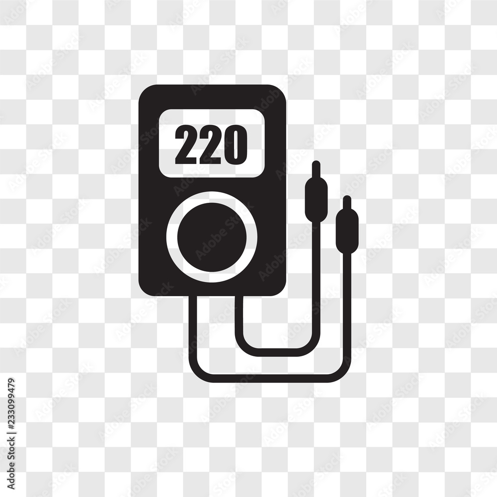 Poster voltmeter vector icon isolated on transparent background, voltmeter transparency logo design