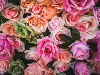 Artificial Flowers Wall for background