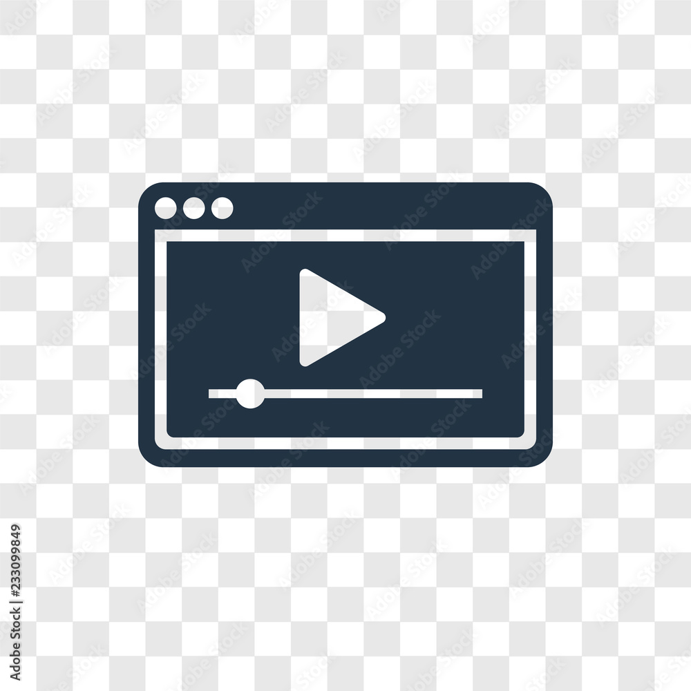 Aufkleber video player vector icon isolated on transparent background, video player transparency logo design