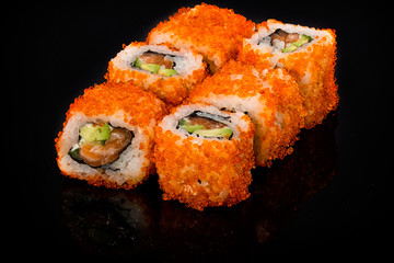 sushi on a plate, rolls