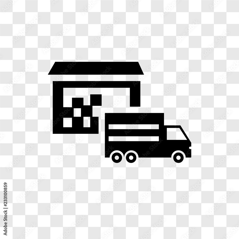 Poster warehouse vector icon isolated on transparent background, warehouse transparency logo design