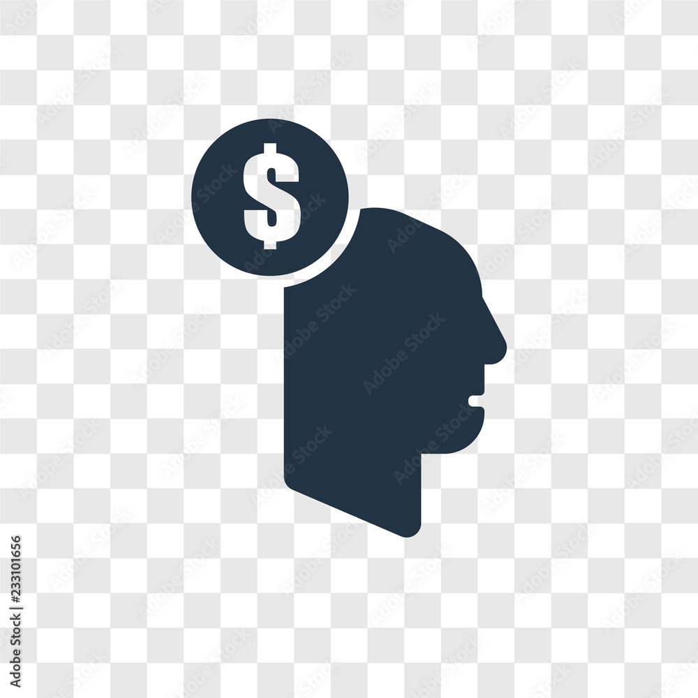 Poster thinking vector icon isolated on transparent background, thinking transparency logo design
