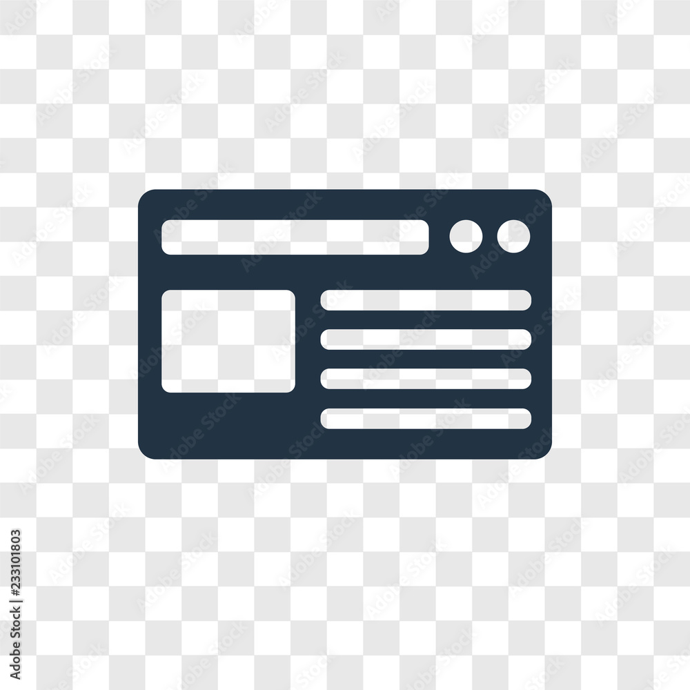 Poster browser vector icon isolated on transparent background, browser transparency logo design