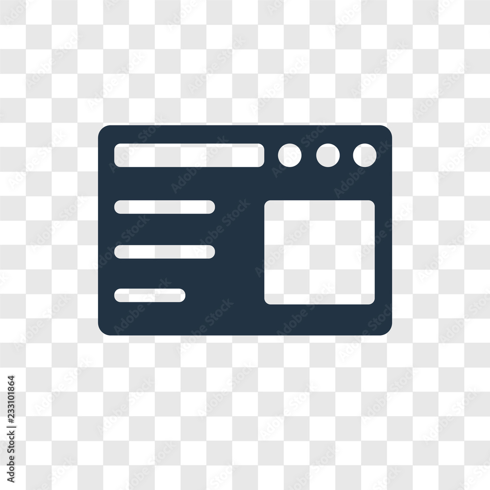 Poster browser vector icon isolated on transparent background, browser transparency logo design