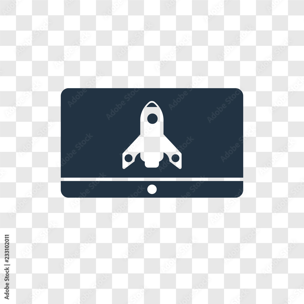 Poster startup vector icon isolated on transparent background, startup transparency logo design