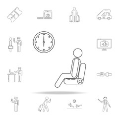 a person is waiting for his flight icon. Airport icons universal set for web and mobile