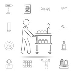 the stewardess serves food on icon. Airport icons universal set for web and mobile