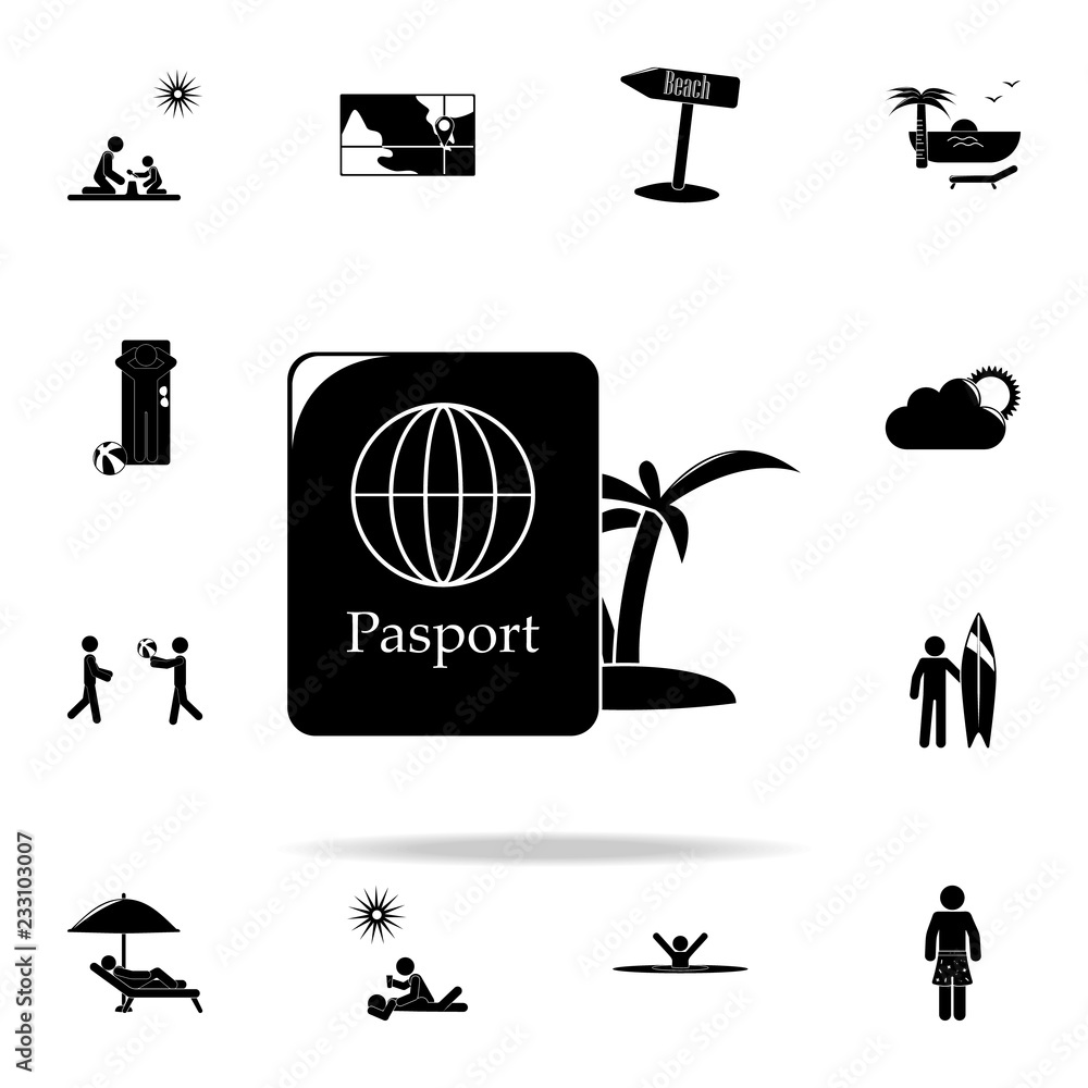 Poster passport and rest icon. beach holidays icons universal set for web and mobile